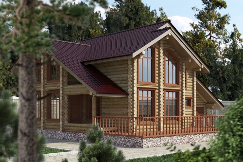 Проект дома из оцилиндрованного бревна «Полидор»